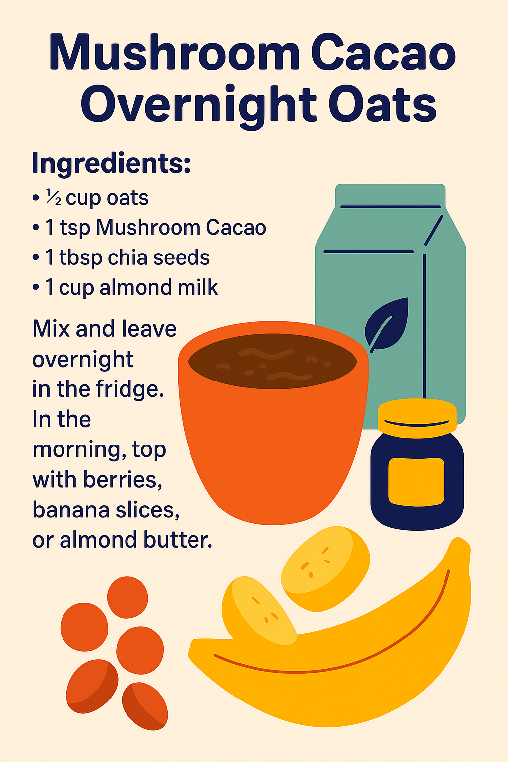 🥣 Mushroom Cacao Overnight Oats 🍄