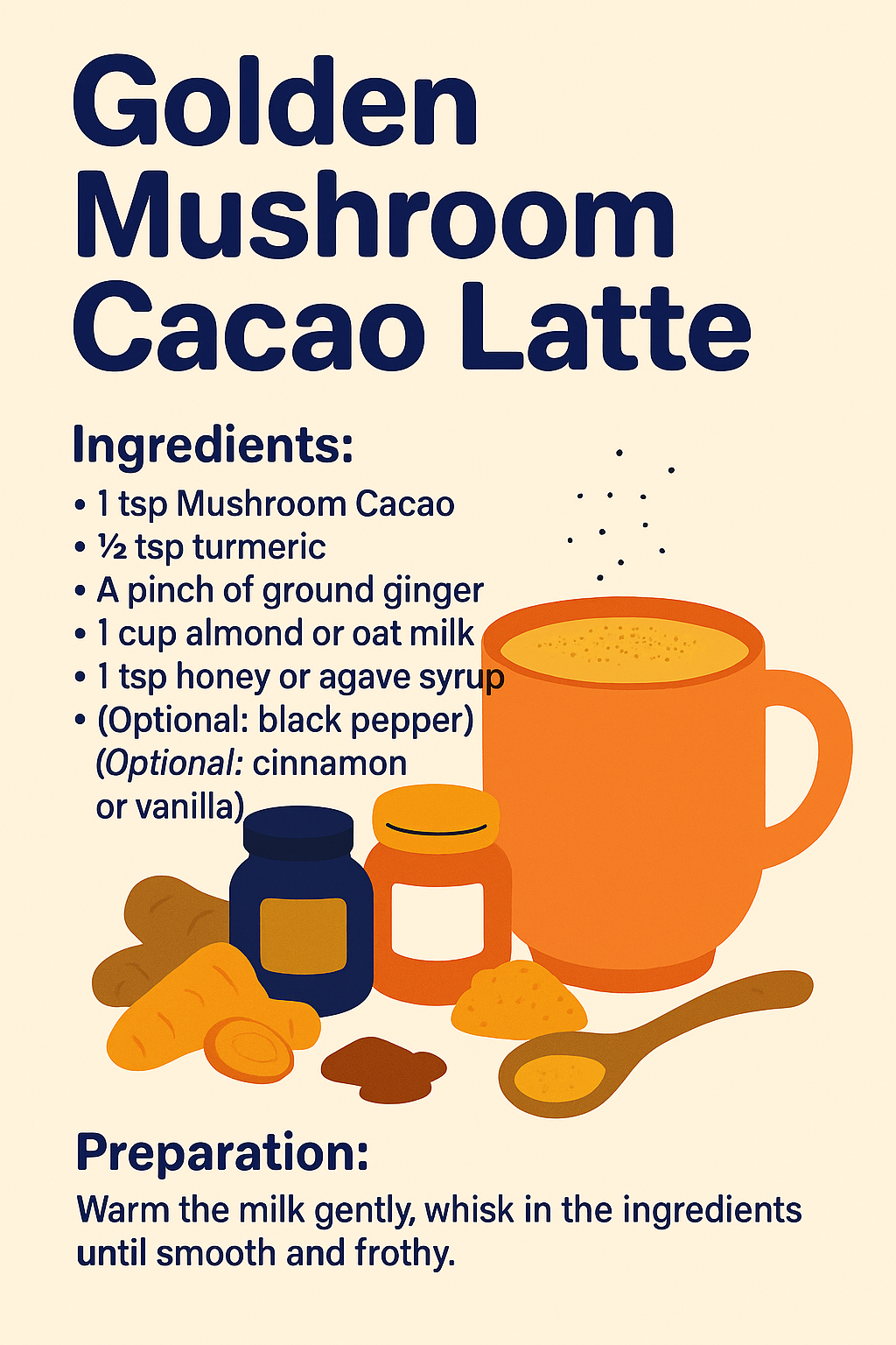 🌞 Golden Mushroom Cacao Latte — your daily ritual just got an upgrade.